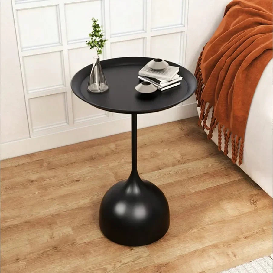 Scandinavian Round Side Table in Metal