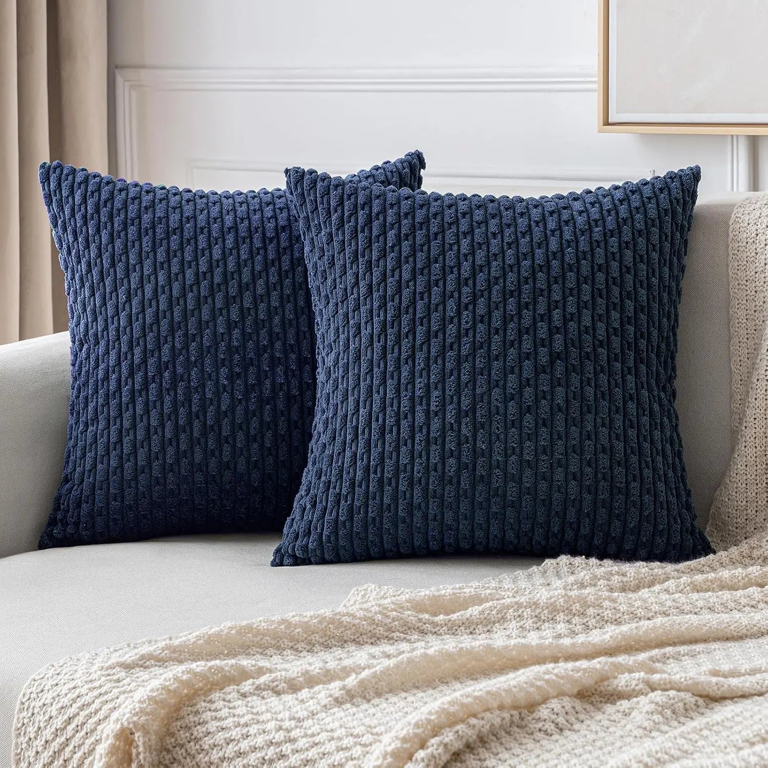 Ribbed Corduroy Cushion – Striped Textured Throw Pillow