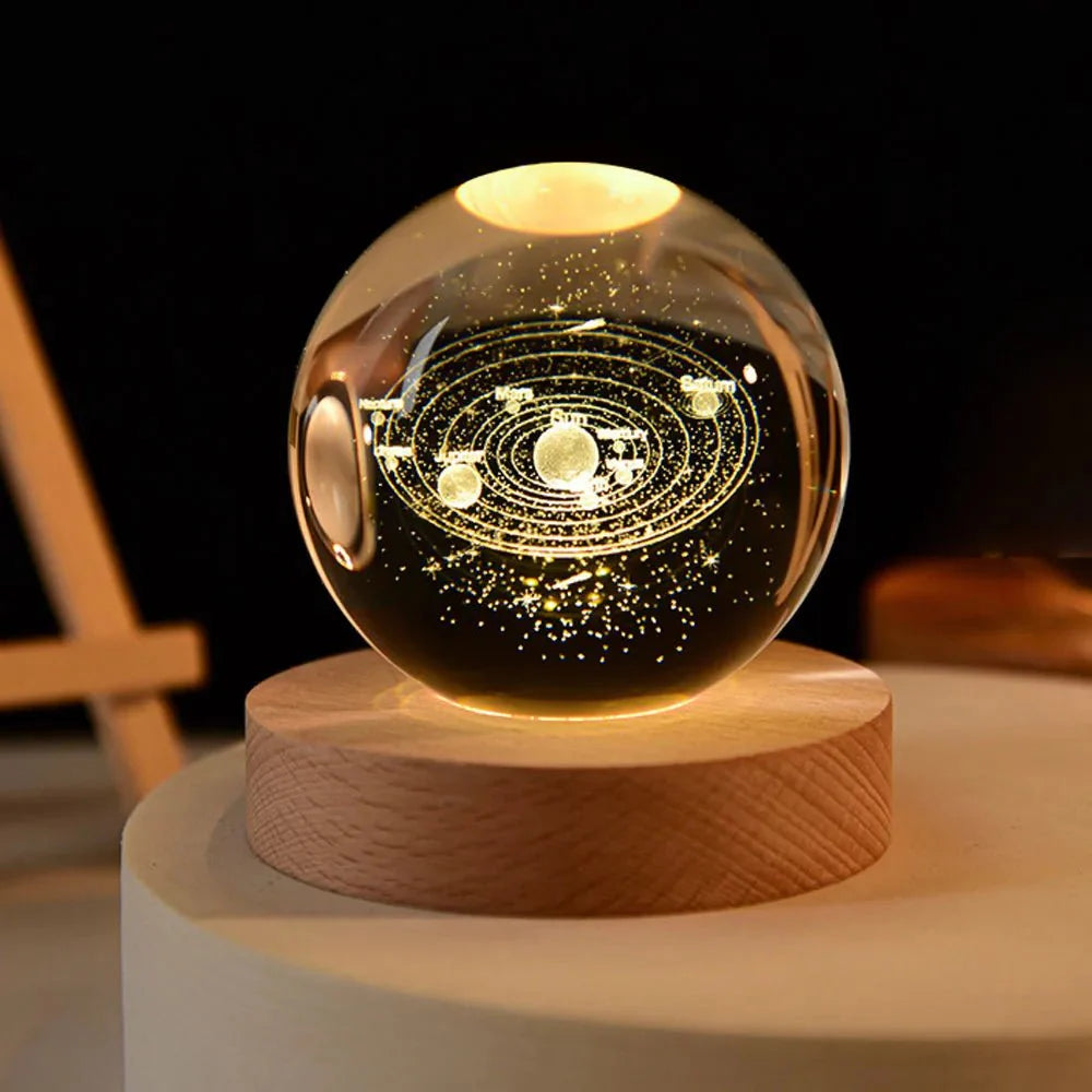 Crystal Solar System Globe Display