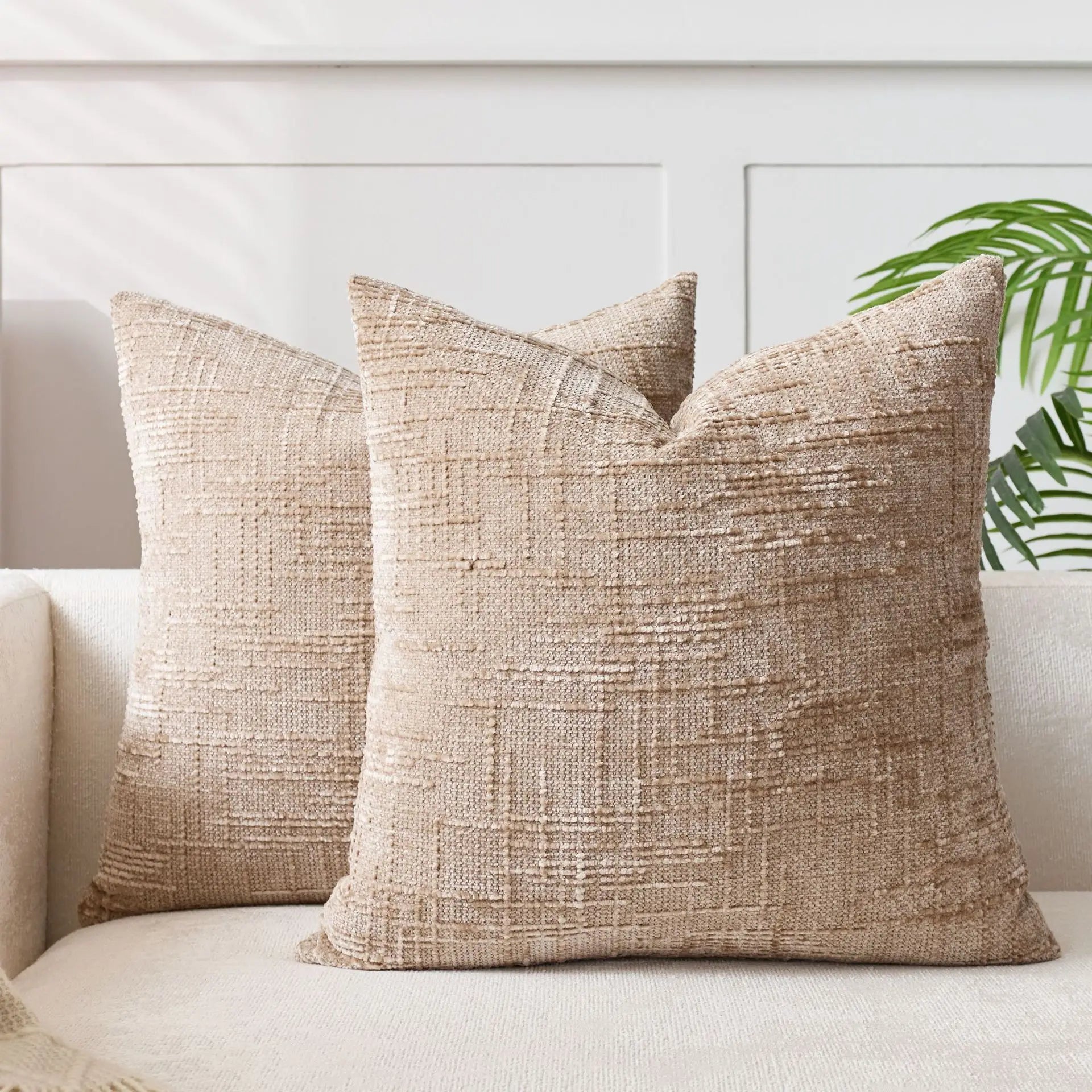 Chenille Textured Cushion – Bamboo Weave Pattern