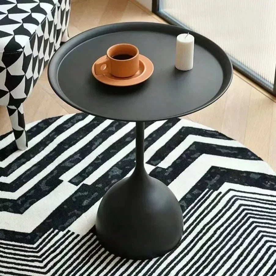 Scandinavian Round Side Table in Metal