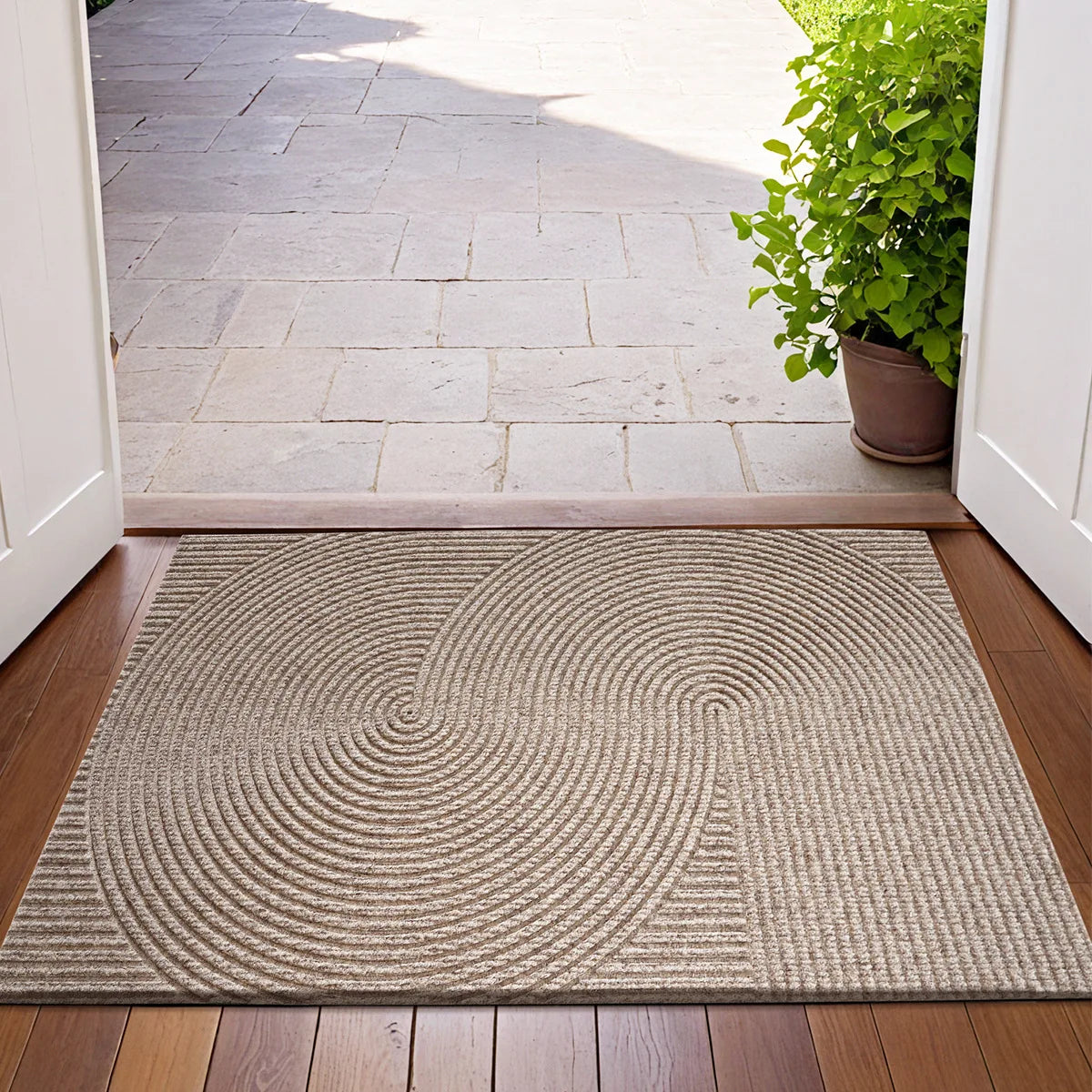 3D Grooved Door Mat - Polyester Indoor and Outdoor Entrance Rug