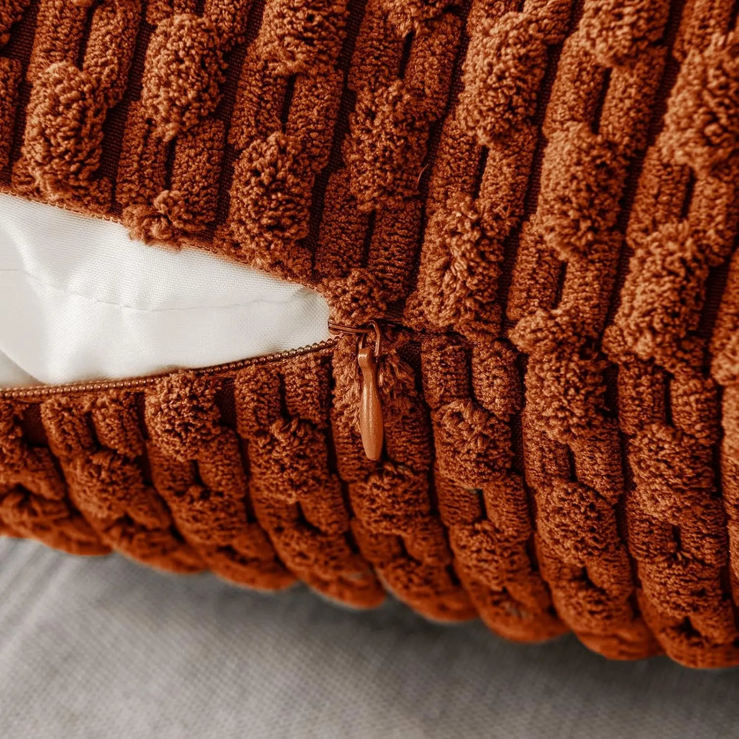 Ribbed Corduroy Cushion – Striped Textured Throw Pillow
