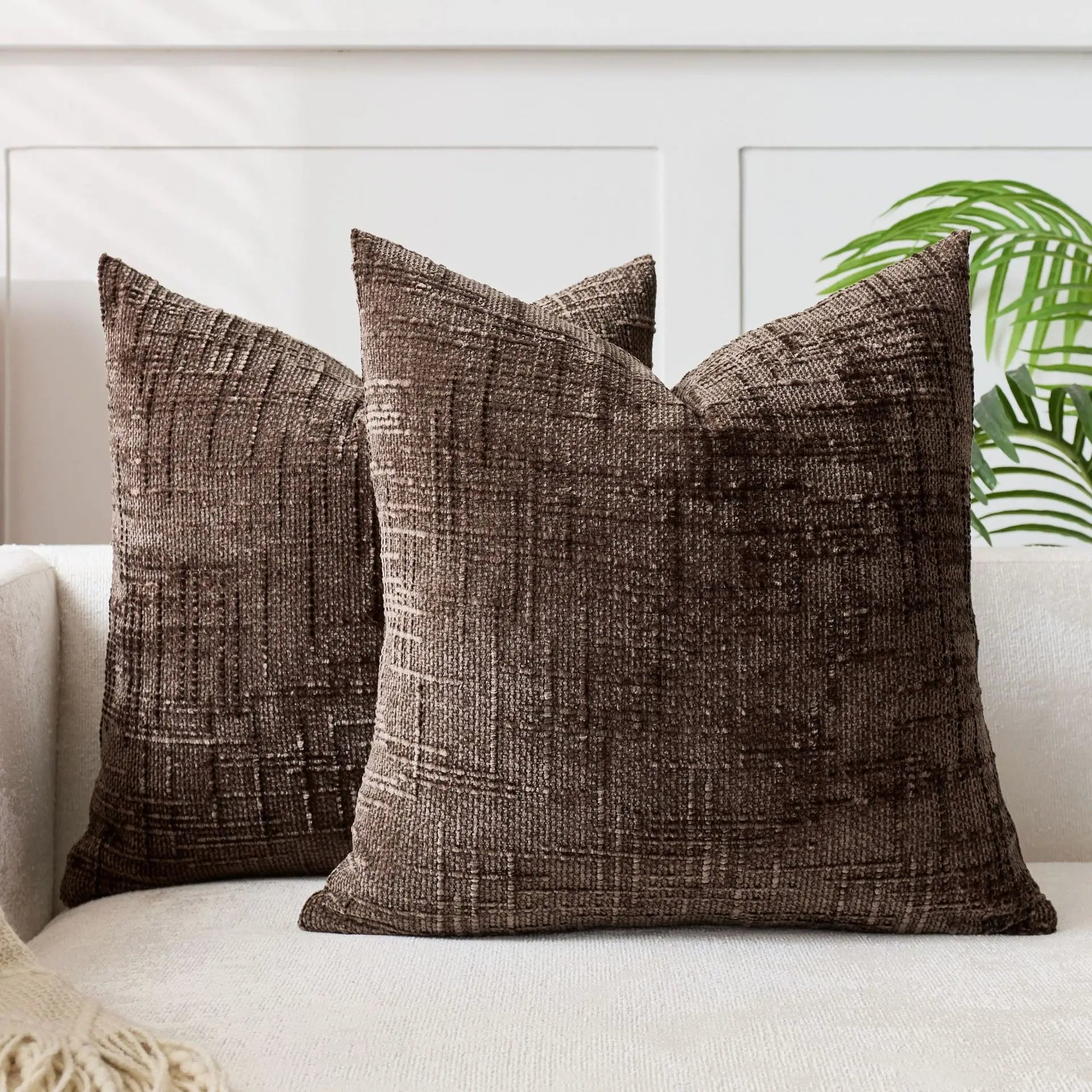 Chenille Textured Cushion – Bamboo Weave Pattern