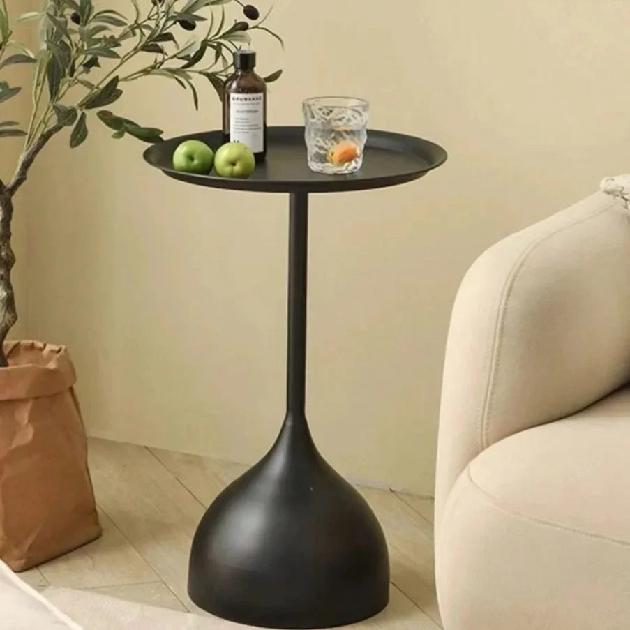 Scandinavian Round Side Table in Metal