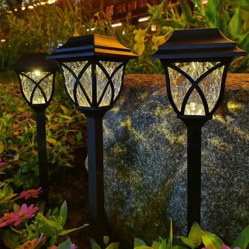 Solar spike outdoor lighting with natural charm