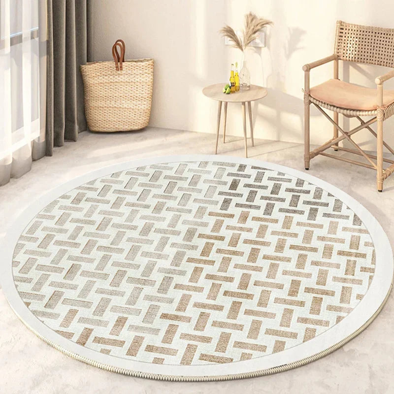 Japanese Style Round Washable Rug for Living Room