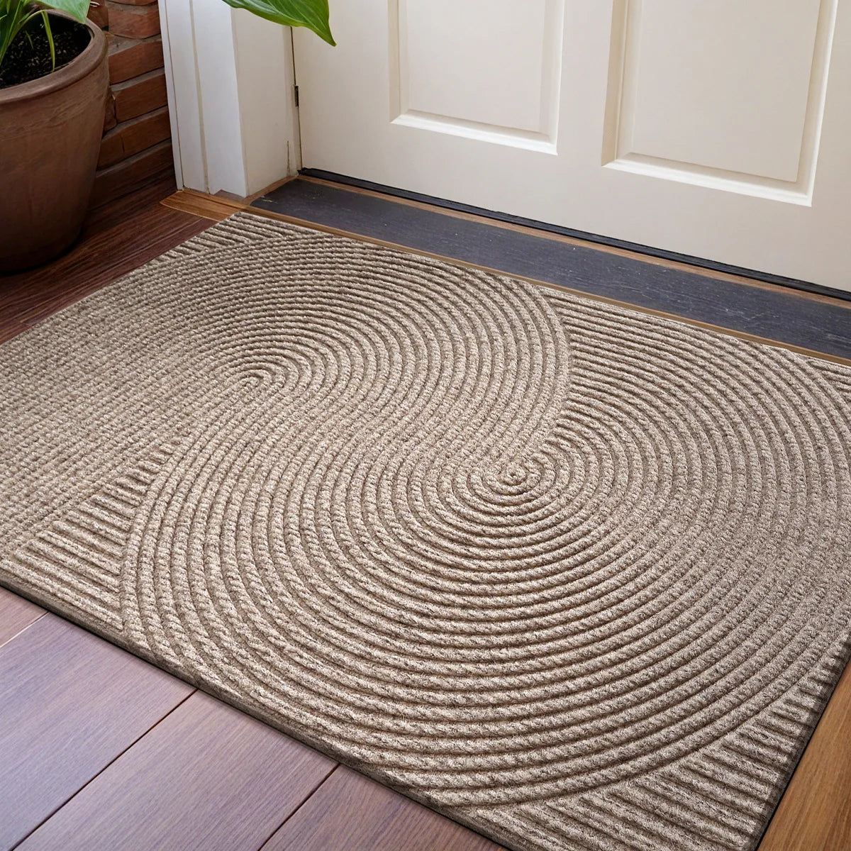 3D Grooved Door Mat - Polyester Indoor and Outdoor Entrance Rug