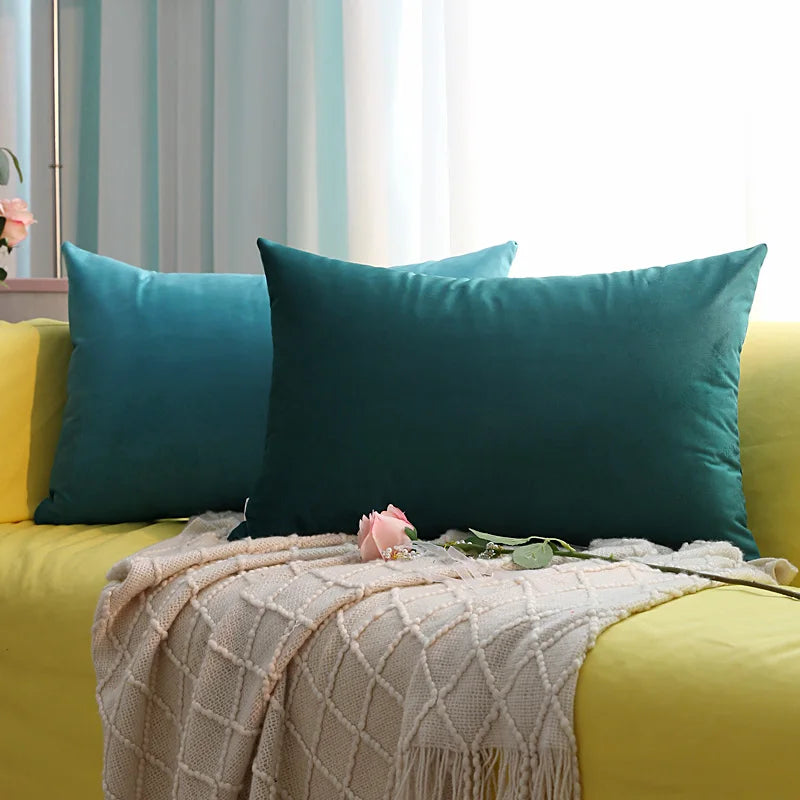 Velvet Decorative Cushion in Cheerful Sweet Colours for Sofa and Bedroom