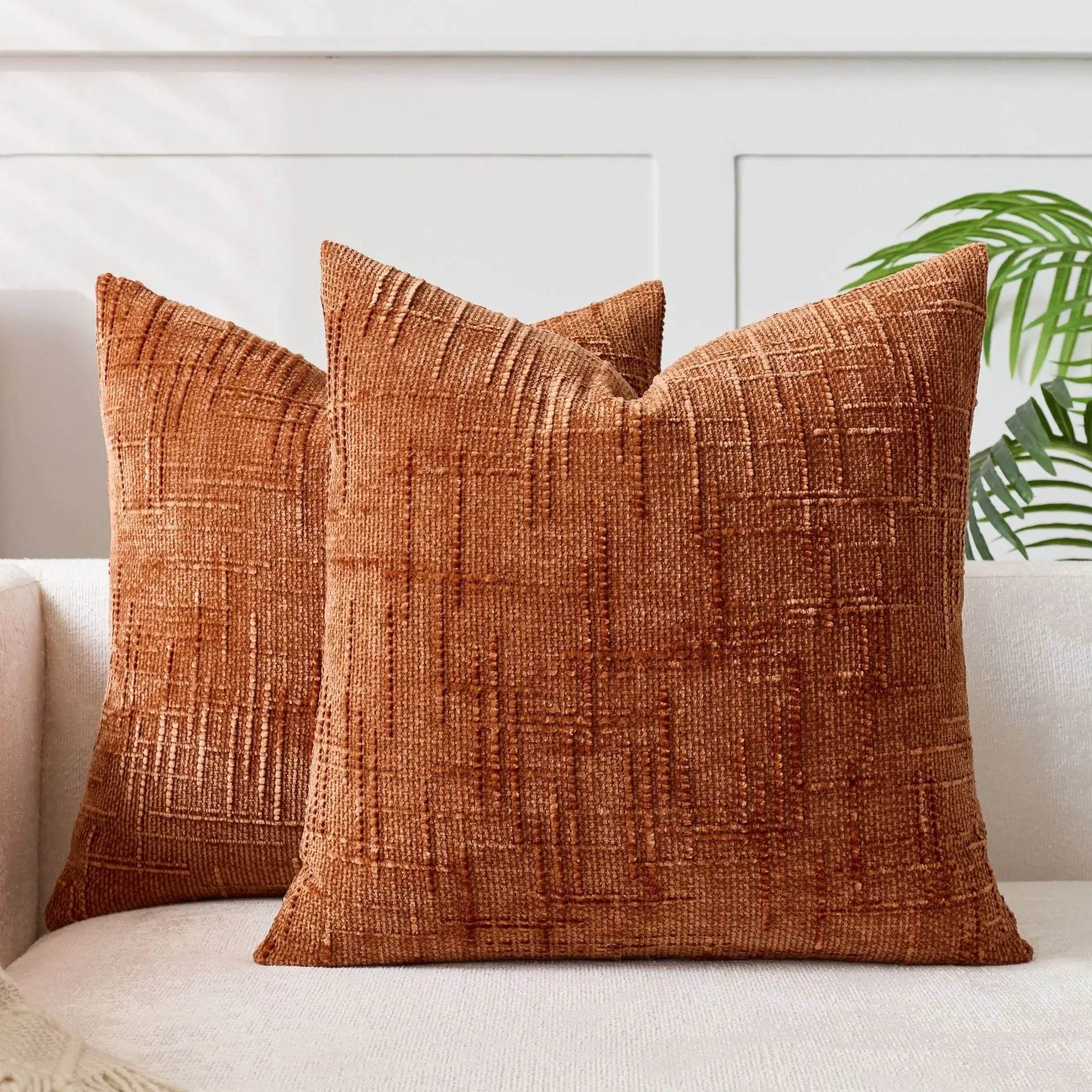 Chenille Textured Cushion – Bamboo Weave Pattern