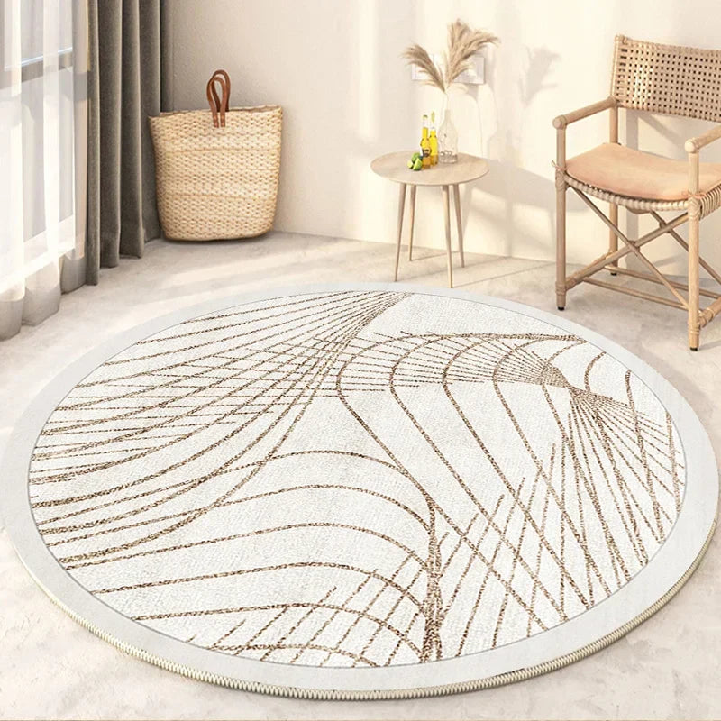 Japanese Style Round Washable Rug for Living Room