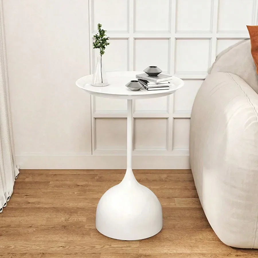 Scandinavian Round Side Table in Metal