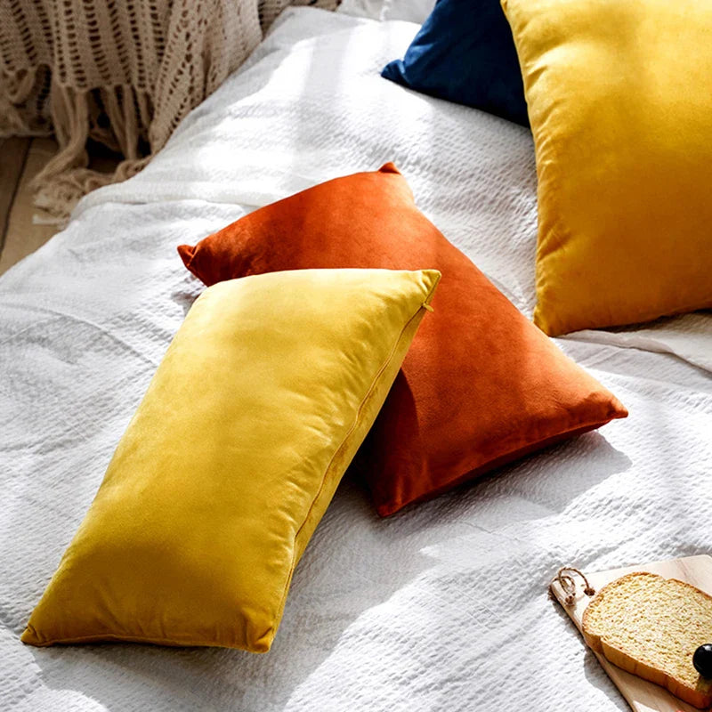 Velvet Decorative Cushion in Cheerful Sweet Colours for Sofa and Bedroom