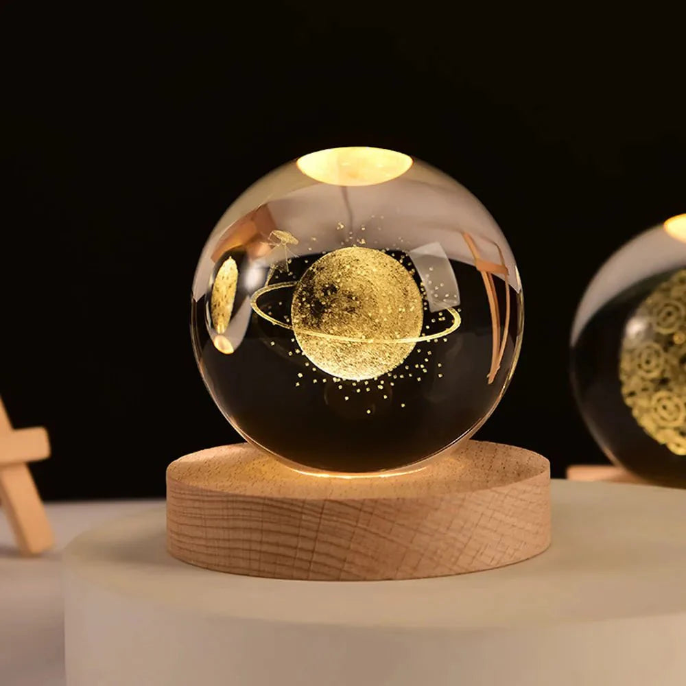 Crystal Solar System Globe Display