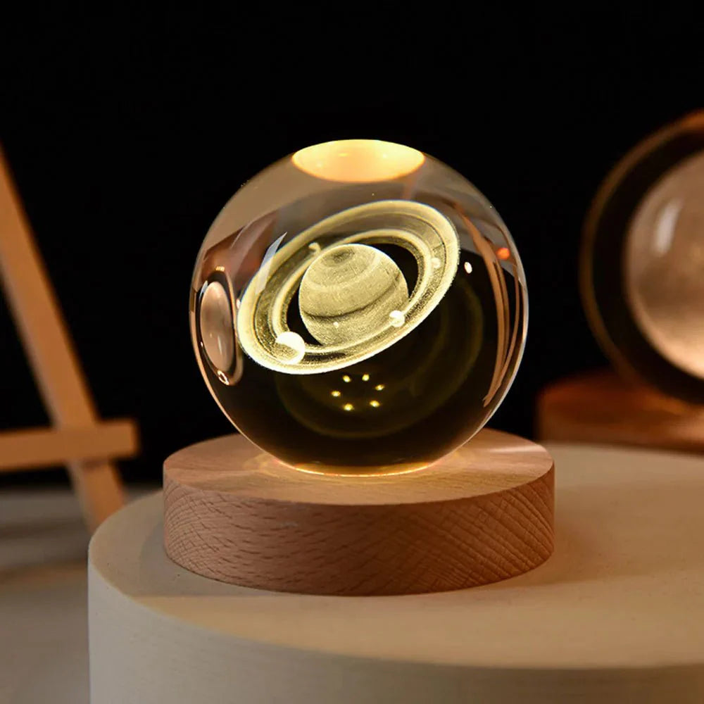 Crystal Solar System Globe Display