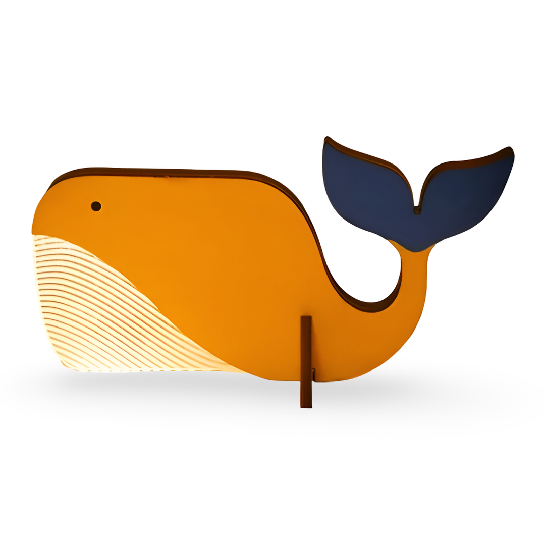 Animal-Design LED Table Lamp in Wood and Acrylic