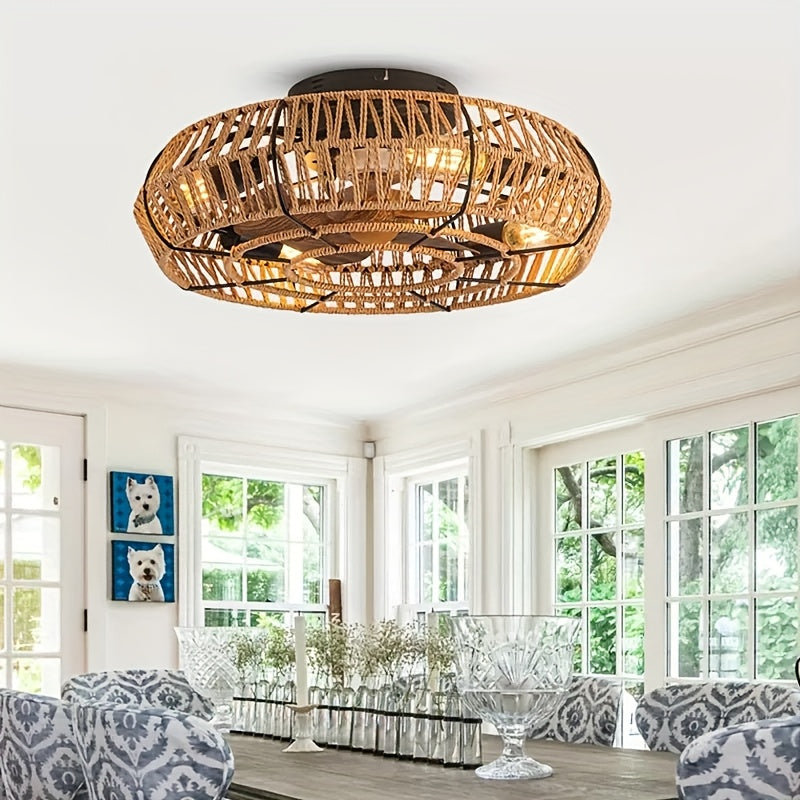Handwoven Rattan Ceiling Fan Zen Style
