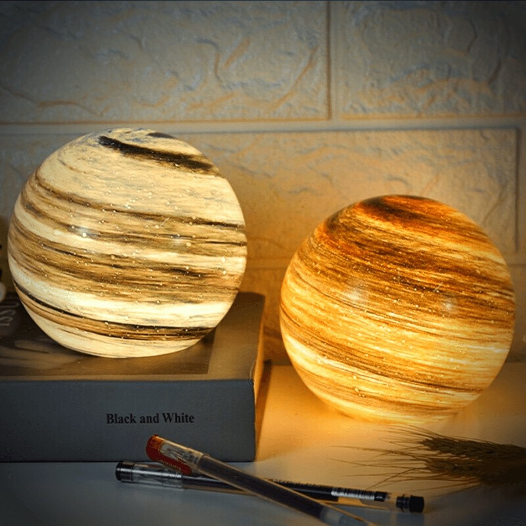Glass Moon Lamp with Cosmic Details for a Warm Atmosphere