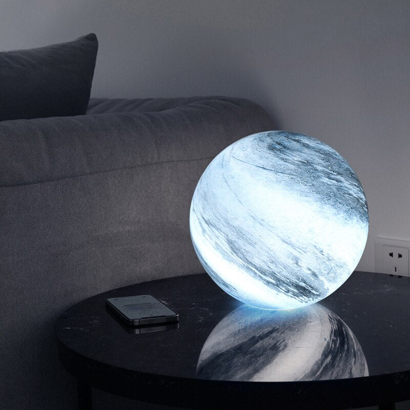 Glass Moon Lamp with Cosmic Details for a Warm Atmosphere