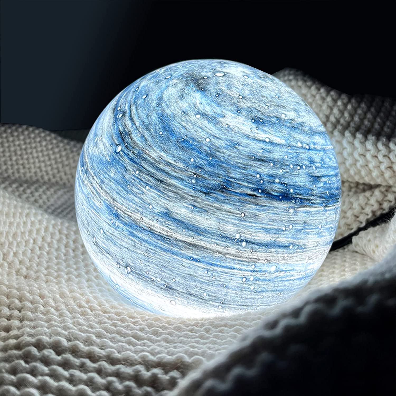 Glass Moon Lamp with Cosmic Details for a Warm Atmosphere