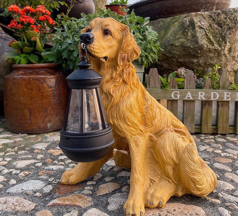 Dog Figure with Solar LED Lighting