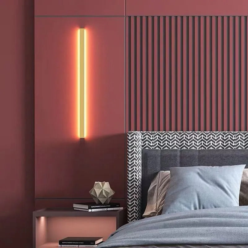 Edge minimalist linear LED wall lamp metal and acrylic