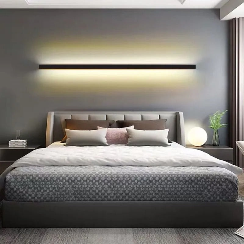 Edge minimalist linear LED wall lamp metal and acrylic