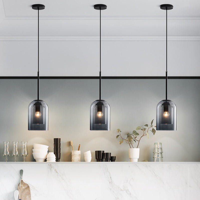 Mid-Century Pendant Lamps with Double Glass