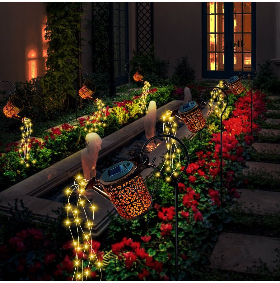 Solar Powered Waterfall Can With Cascading LED Fairy Lights