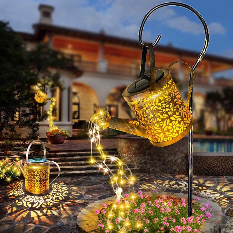 Solar Powered Waterfall Can With Cascading LED Fairy Lights